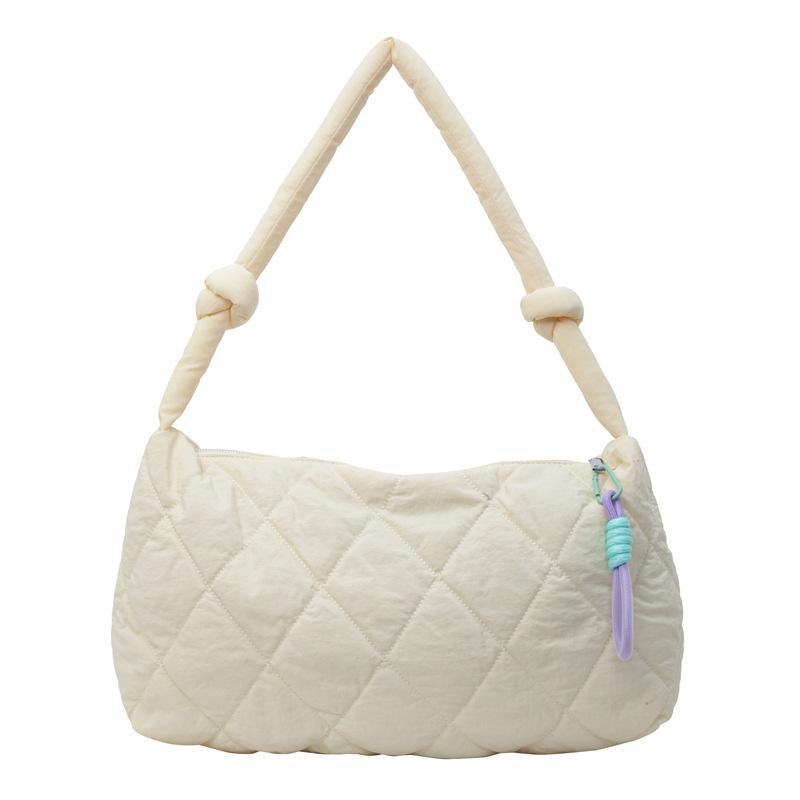 Casual Big Bag New Fashion Rhombus Embroidery Thread Shoulder Bag Women's Large-capacity Class Commuter Messenger Bag