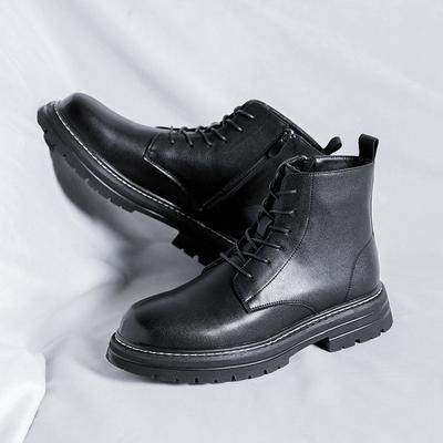 Britischer Stil Herren Freizeit Echtleder Stiefel Schnürschuhe Plateau Schuhe Business Büro Kleider Cowboy Stiefel Schwarz Knöchel Botas