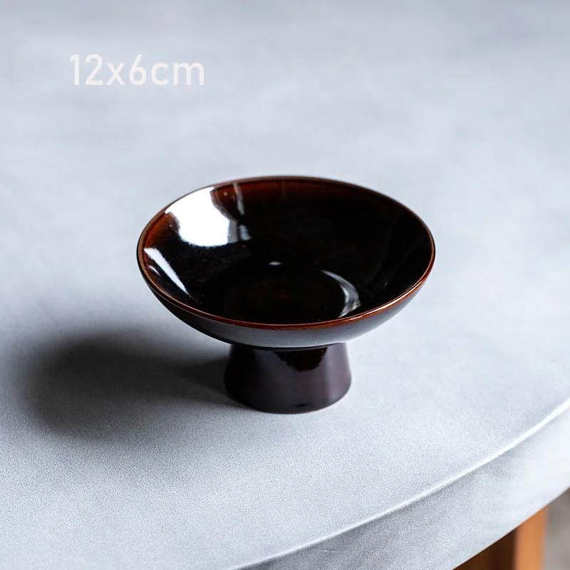 Antique Blue and White High-footed Dessert Plate Fruit Holder Chinese Pastry Plate Tray Ceramic Fruit Sanck Plate Service Tray