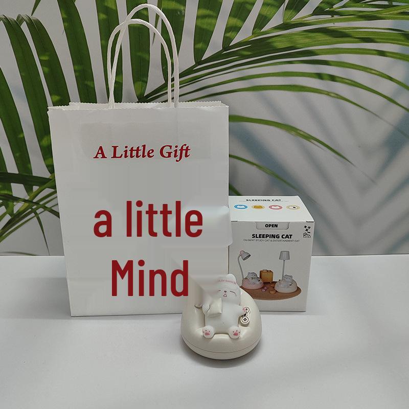Soft Sleeping Cat Night Light: Adjustable 3-Level Eye Protection, Ideal for Bedside and Breastfeeding.