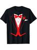 Valentine's Day Tuxedo Red Bow Tie Costume for Guys T-Shirt Same Style for Men and Women 2025 Summer Short-sleeved Print