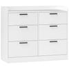 6-Drawer Wooden Chest of Drawers with Raised Edges and U-Shaped Handles. 100x40x88cm. White