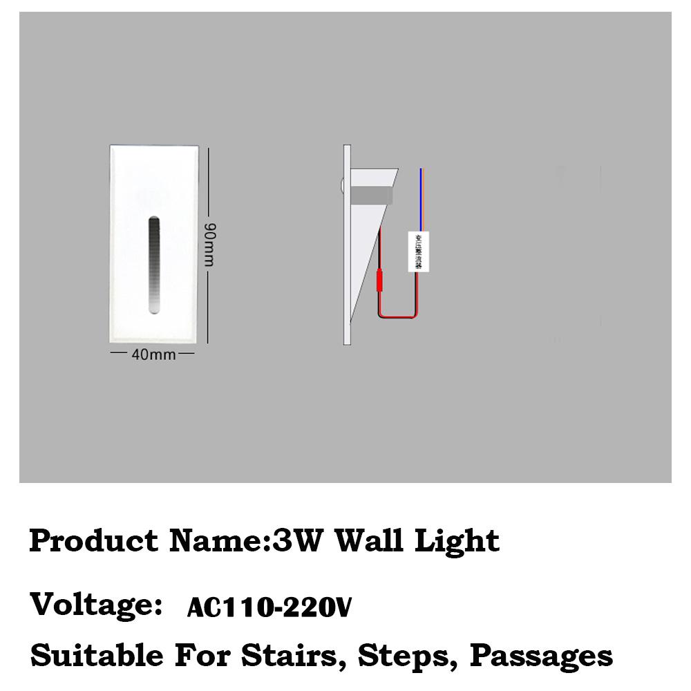 

3 Вт настенные светильники AC110-220 В внутренние встраиваемые светодиодные лестницы бра для комнат, проходов, лестниц, прихожих, коридоров, ночное освещение Cold White