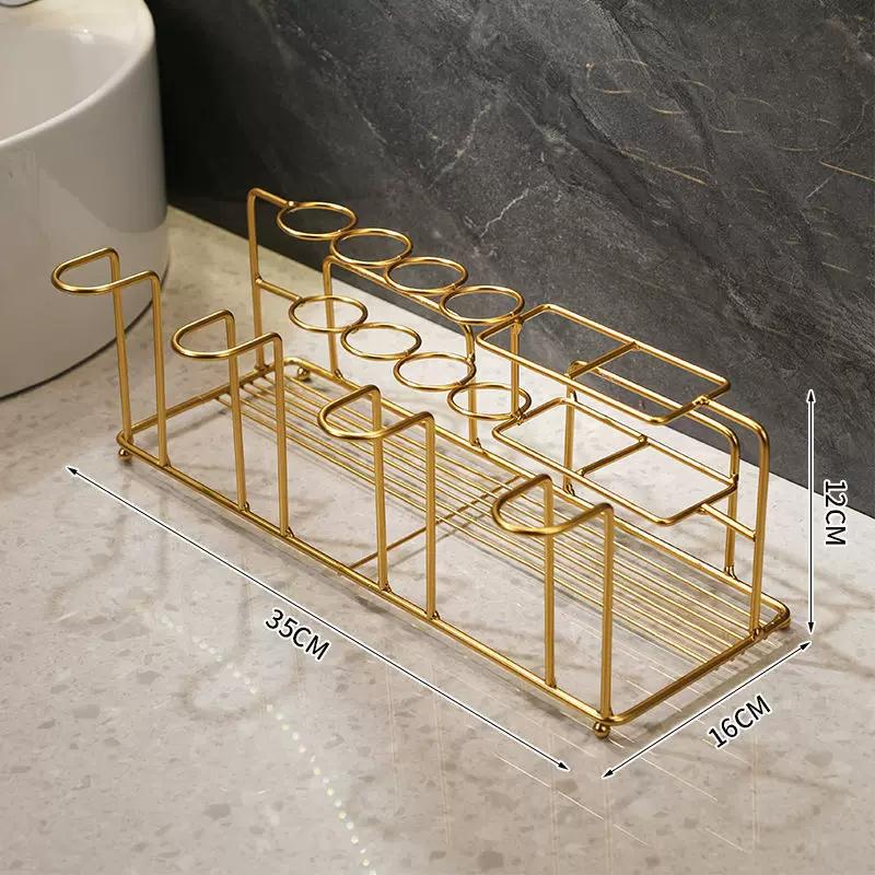 Accessible Luxury Electric Toothbrush Rack Punch-Free Toilet Bathroom Wall Hanging Toothbrush and Cup Toothpaste Storage Rack