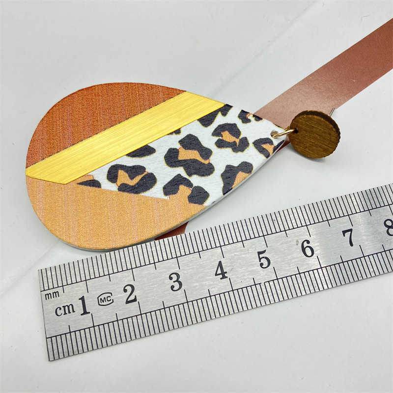 Vintage Print Earrings Earrings Exaggerated Leopard Wooden Beach Ear Studs