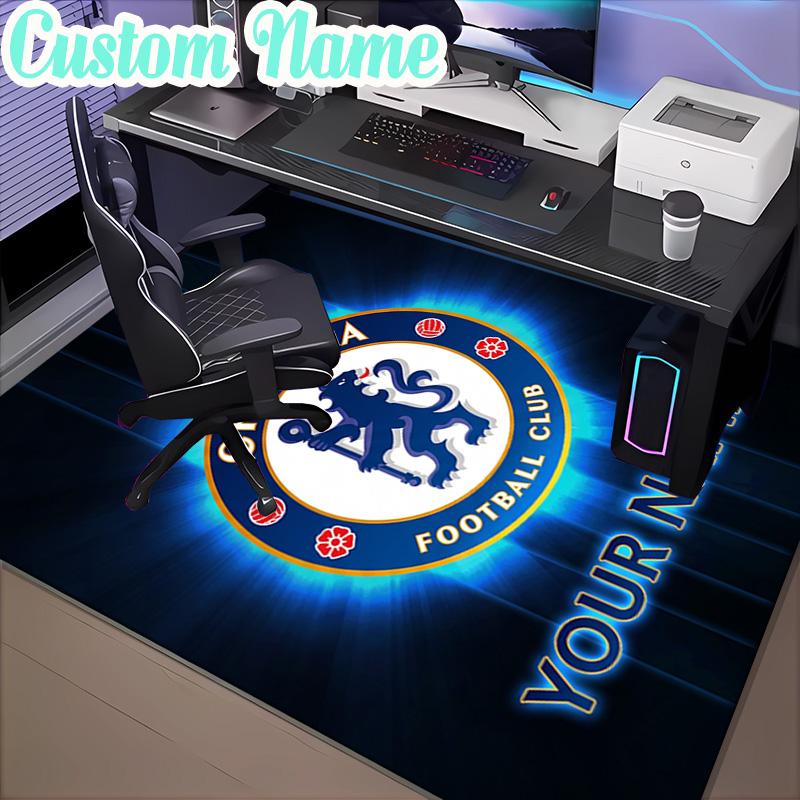 Custom Name Chelsea Football Club Crest Rug, Office Rug, Chair Rug, Carpet for Living Rooms, Doormat Game Rug Home Decor Christmas Gifts