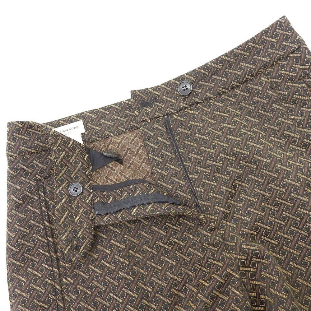 DRIES VAN NOTEN All-over print straight pants bottoms for women, brown, size 34 Bottoms 34 BrownUsed