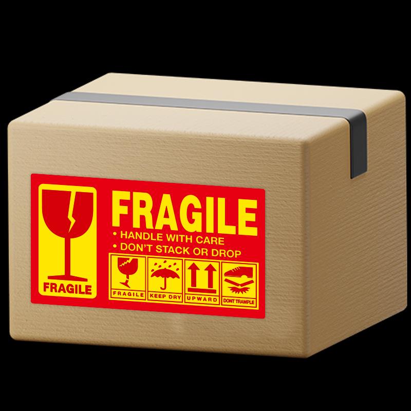 250 samoprzylepnych naklejek „Ostrożnie” - Traktować ostrożnie/Nie otwierać - Angielskie etykiety ostrzegawcze w stylu miedziorytu