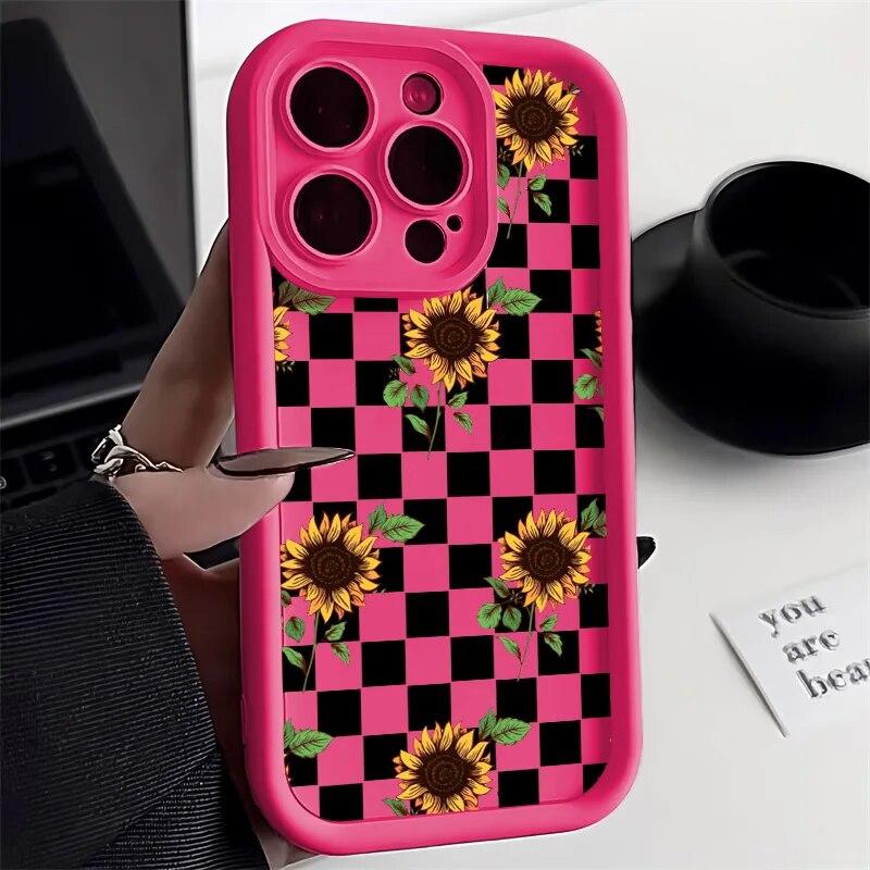 Daisy Flower Phone Case For iPhone 11 Case iPhone 15 14 Pro 13 12 Pro Max XR X XS Max 7 8 15 Plus SE 2020 Soft Candy Color Cover