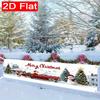 Festive Holiday Santa Claus & Snowman Christmas Fence Banner, Outdoor Garden Porch Decor