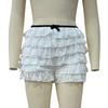 Women Summer Shorts Multi-layered Scattered Hem Ruffle Lace Trim Beach Shorts Lolita Style