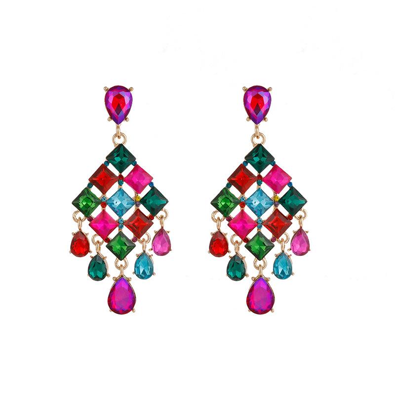 Korean 2024 New Fashion Popular Vintage Shine Rhinestones Earrings for Women Luxury Crystal Elegant Dangle Earings Jewelry Party