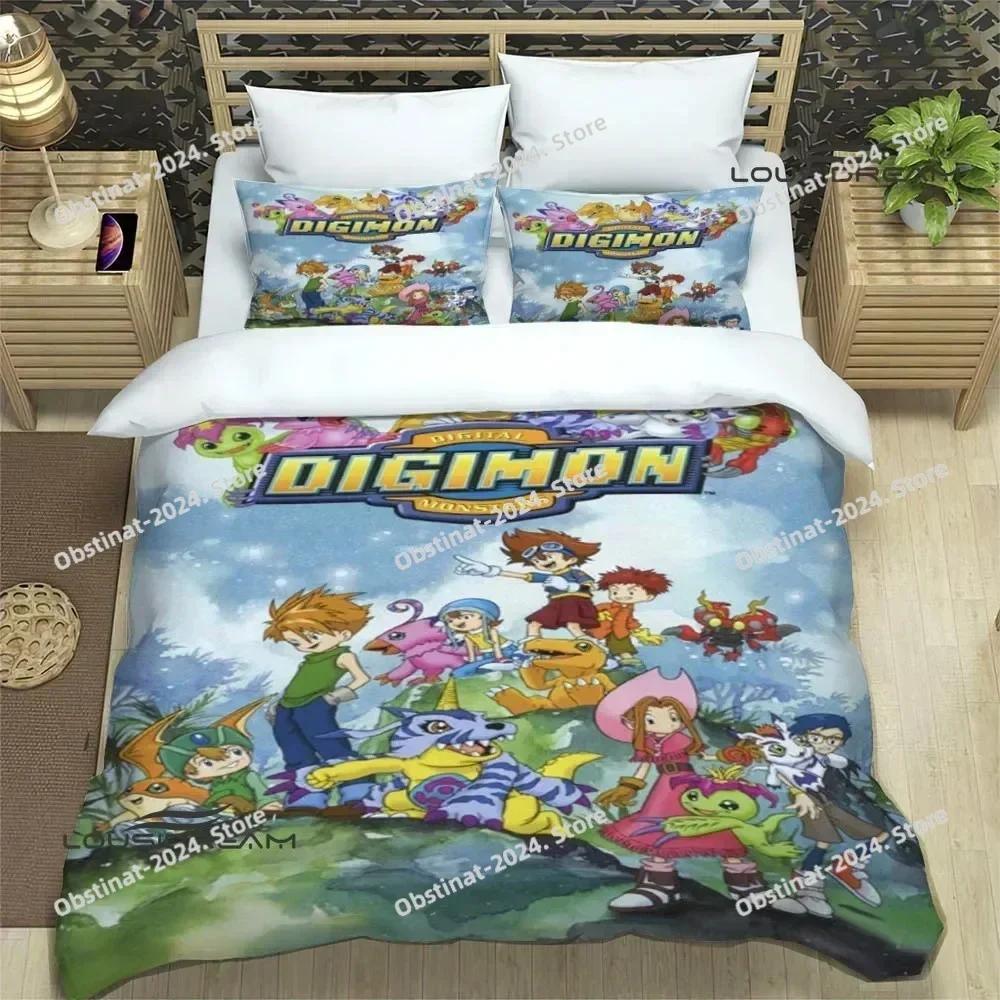 3D Digimon cartoon printed Printed Bed Set Duvet Cover Pillowcase Bedding Set Bed Linen Sheet Quilt Cover Full Queen King Size