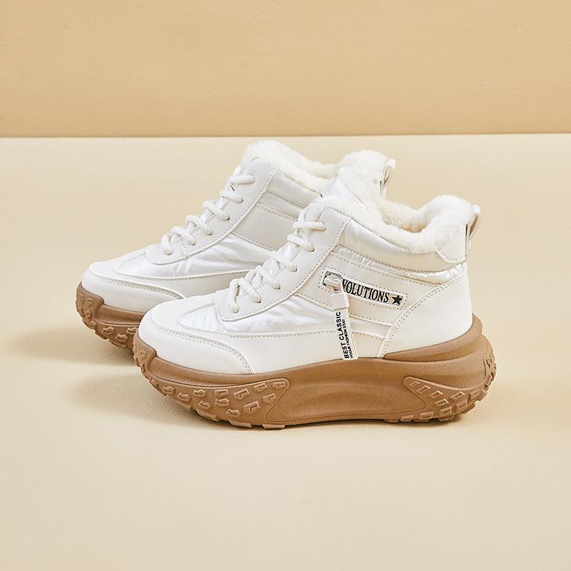 Winter neue Samt-High-Top-Dad-Schuhe für Studentinnen, Ins-Stil, dicke Sohle, vielseitig, warm, lässige Baumwollschuhe K