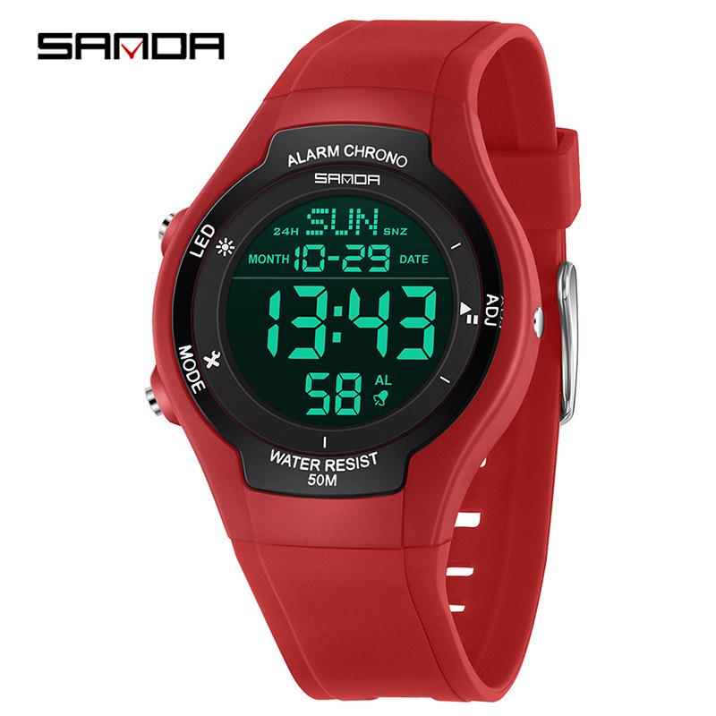 Sanda Teen Party Sports Watch - Waterproof Luminous Electronic Watch with Snooze Alarm