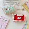 Cute Contrast Color Plaid Dopamine Large Capacity Pencil Case Storage Bag Student Stationery Supply Pouch Girl Cosmetic Bag Gift