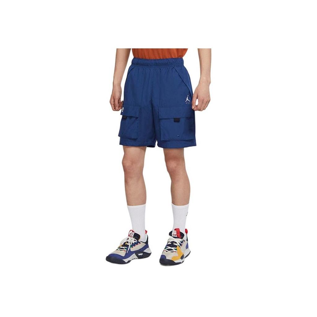 Jordan Logo Print Lace-Up Solid Elastic Waistband Woven Casual Shorts Men Shorts Navy-Blue DA7240-410
