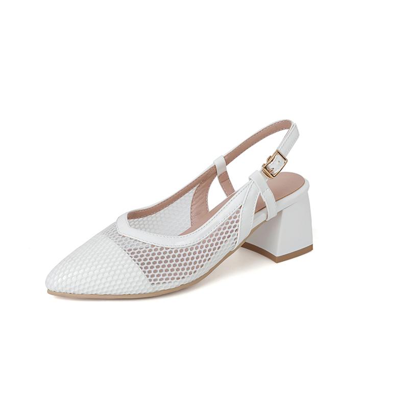 

Meotina Женские туфли-лодочки с открытым носком на толстом высоком каблуке с пряжкой, женские модные туфли весна-осень, белые 43 33 белый