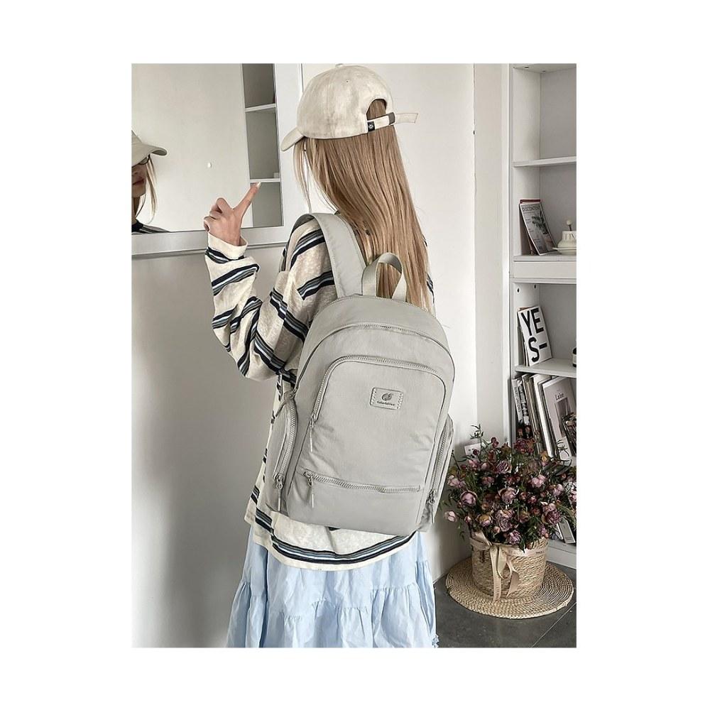 Women Large Capacity Multi Pocket Nylon Backpack with Adjustable Straps for Commute Travel