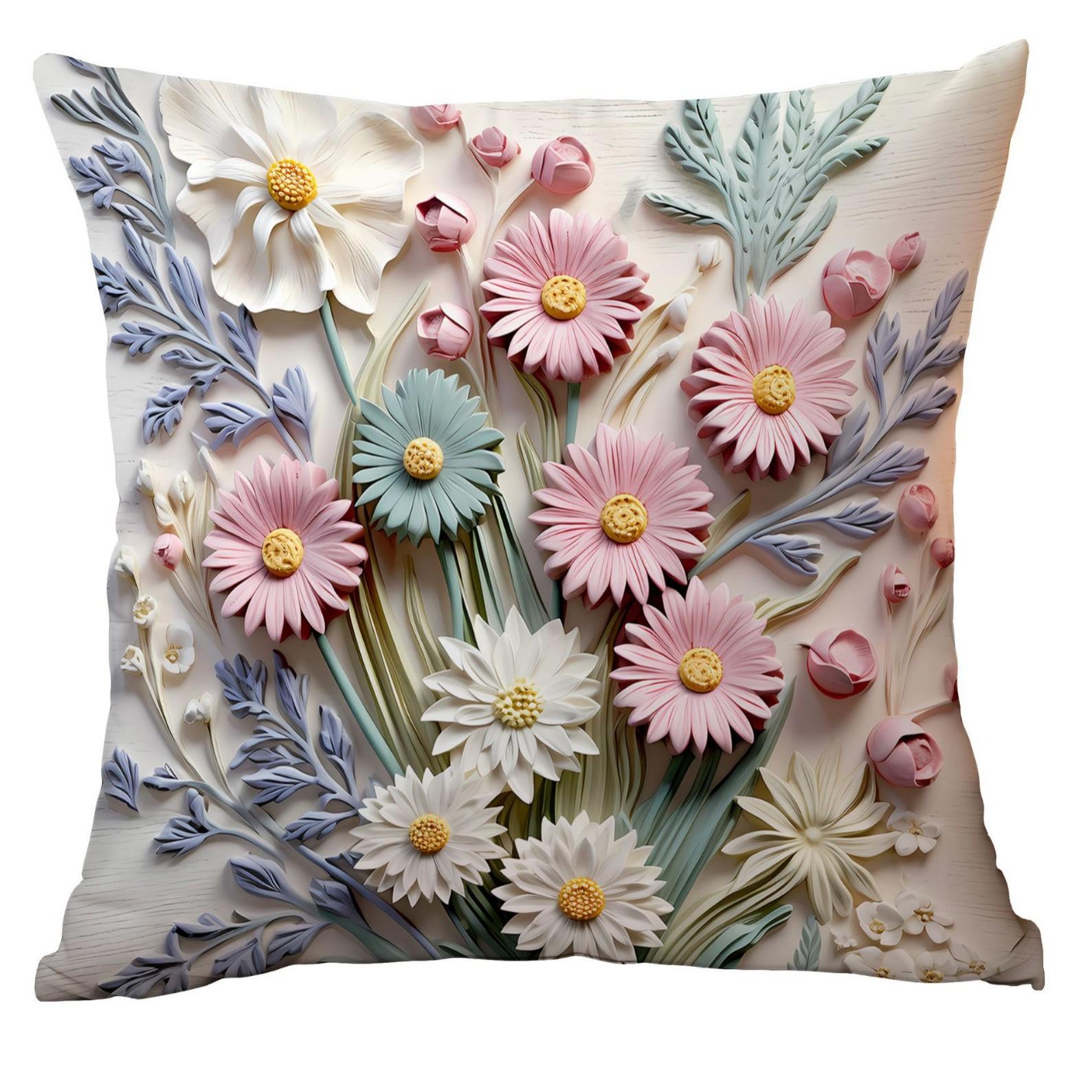 

Новая Ретро Цветочная Наволочка Креативный Принт в Стиле Масляной Живописи и Гравюры Домашняя Наволочка для Подушки на Диван 45 * 45Cm