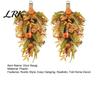 Autumn Door Swag Artificial Fall Teardrop Swag, Faux Pumpkins Berries Pinecones Leaves Thanksgiving Fireplace Mantle Decor Harvest Wreath for