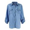 Women Button Down Denim Shirts Casual Long Sleeve V Neck Chambray Blouse Top