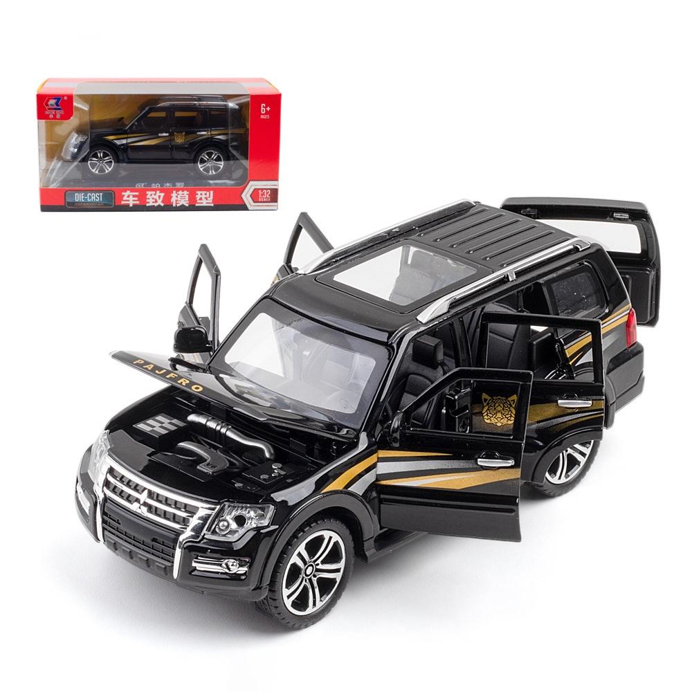

РУМ1:32 масштаба Mitsubishi Pajero, модель автомобиля из сплава, световой и звуковой эффект, литой автомобиль, игрушки для мальчиков, детские игрушки, подарок на день рождения, автомобильные игрушки, детские игрушки, модель автомобиля чёрный