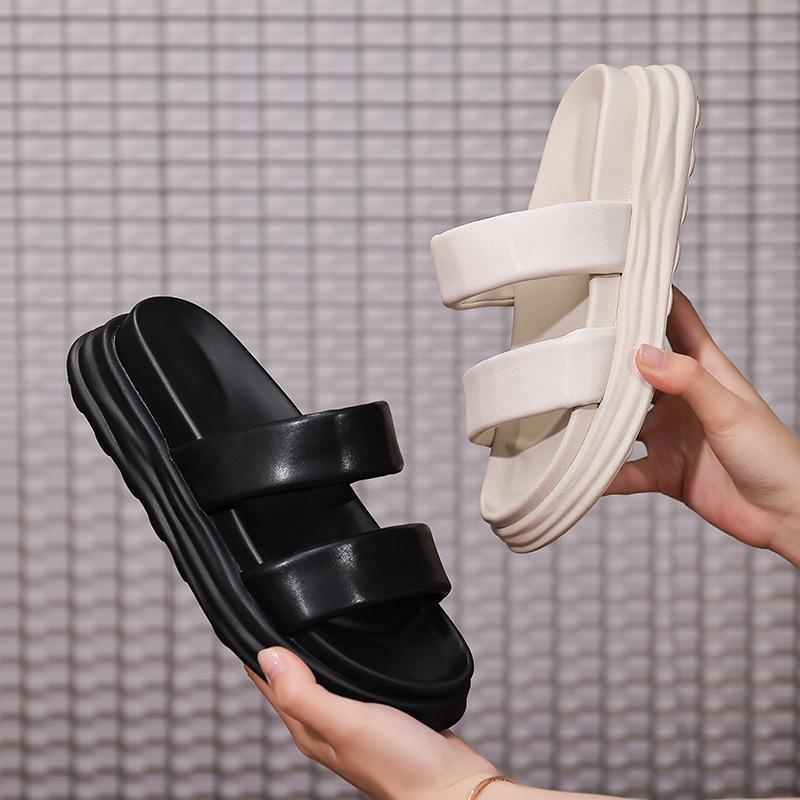 

Flat-bottomed slippers for women s 2025 summer new sandals to wear outside and step on shit. Thick-bottomed semi-mop casual versatile beach slippers 35 бежевый