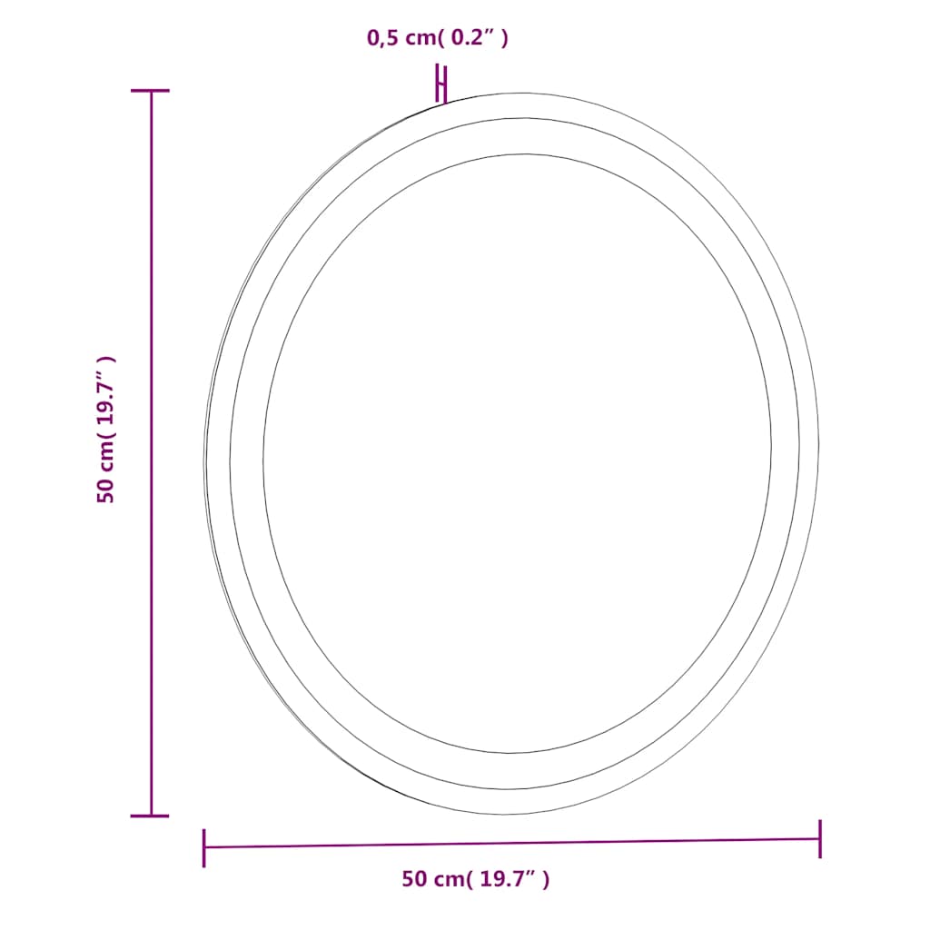 LED Bathroom Mirror 50 cm Round