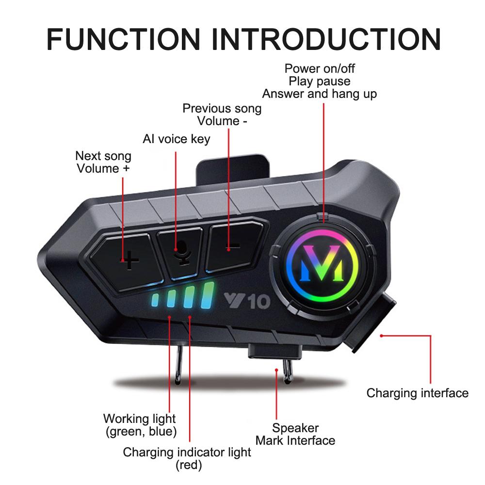 Motorcycle Helmet Bluetooth Intercom LCD Display Multi-Scene Mixed Music Sharing FM Radio