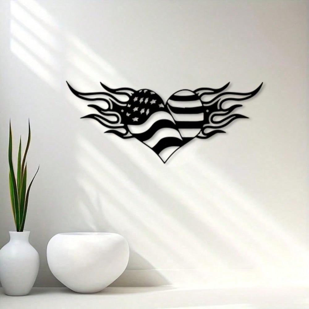 Patriotic American Flag Metal Wall Art Rustproof Iron Decor for Living Room Office Gift