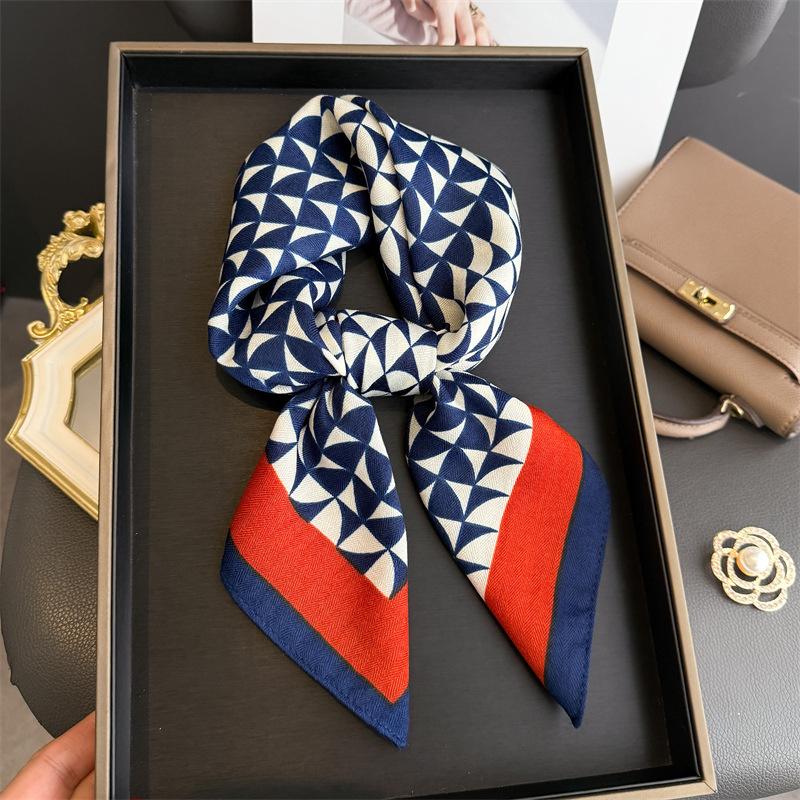 Korean version of imitation velvet herringbone pattern cotton and linen small square scarf silk scarf headscarf shawl travel versatile scarf women's s