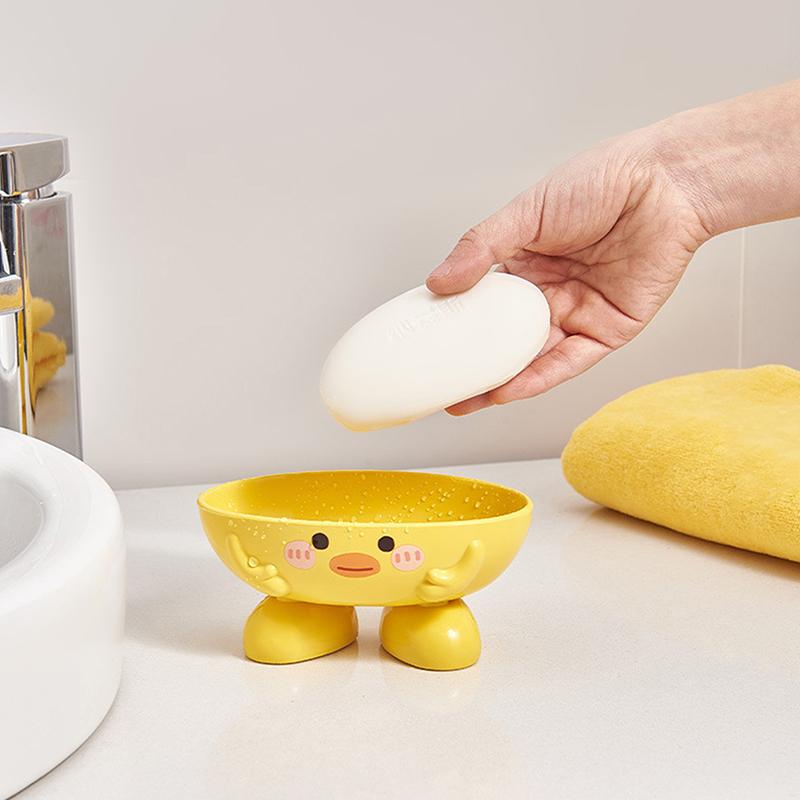 Soap Dish With Drain Duck Shape Soap Box Drain Soap Holder Bathroom Shower