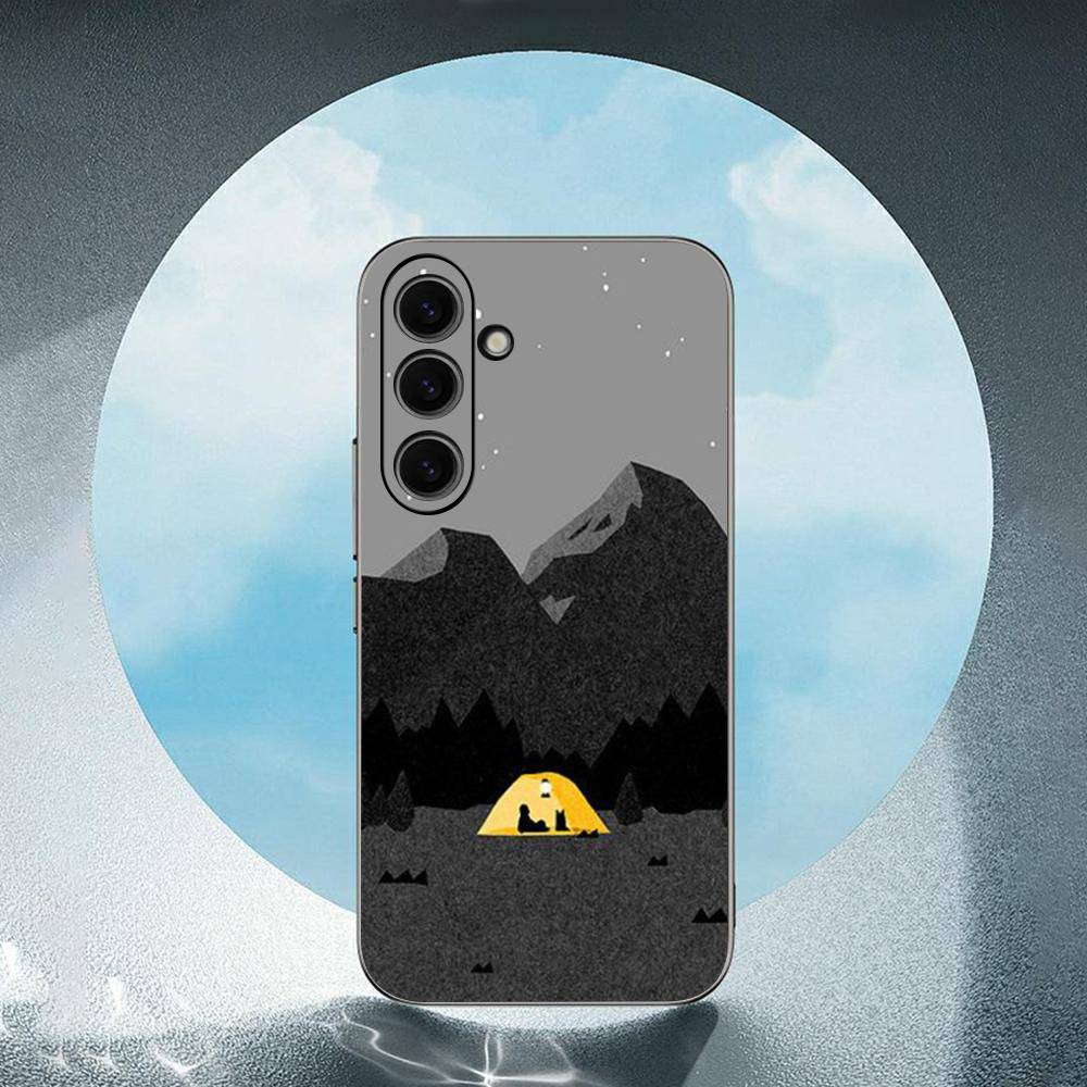 Camping Nature Mountain Luxury Black Phone Case For Samsung Galaxy S23 S24 S25 Ultra S22 Plus S21