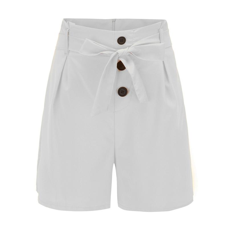 Women's High-waisted Bow Belt Slim Shorts Beach Shorts