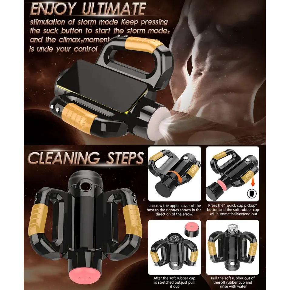 18+ Adult Products Electric Telescopic Masturbation Device Male Stroker Rotating Thrusting Double Side Handle With Phone Holder