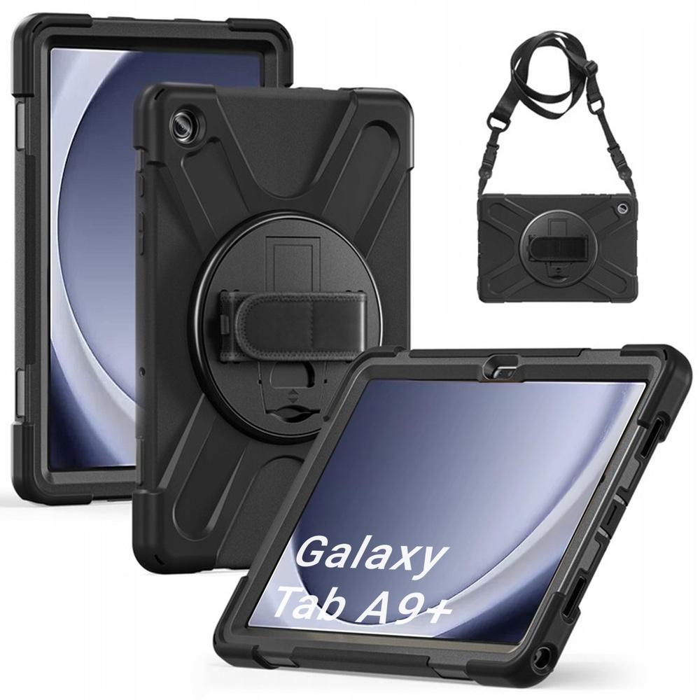 Armor Case with Handle and Strap for Samsung Galaxy Tab A9 Plus 11 (Black)