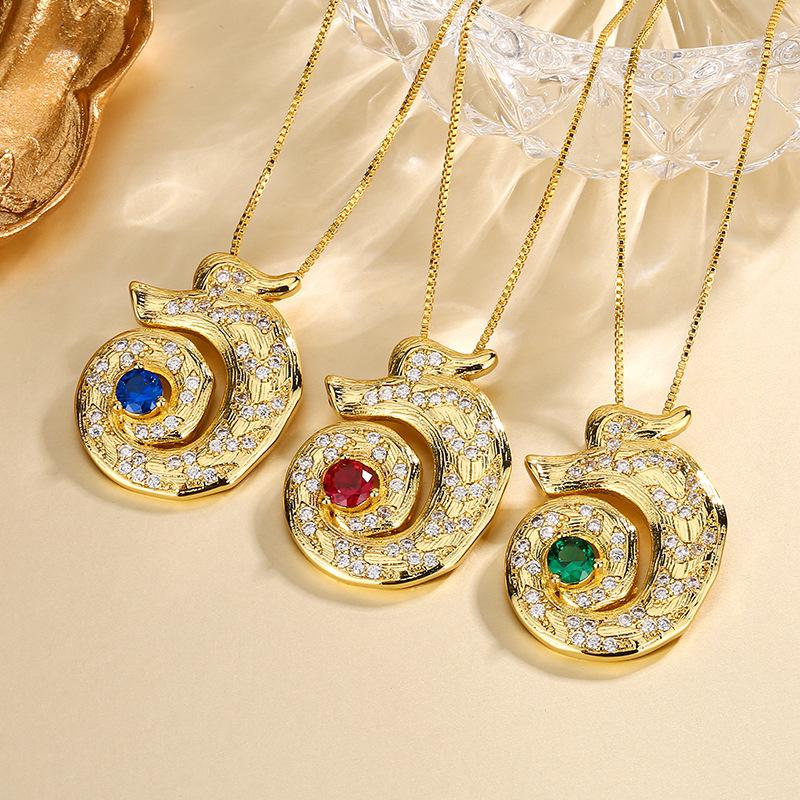 Jewelry Simulation Corundum Gold Retro Design Pendant Necklace Main Stone 5Mm