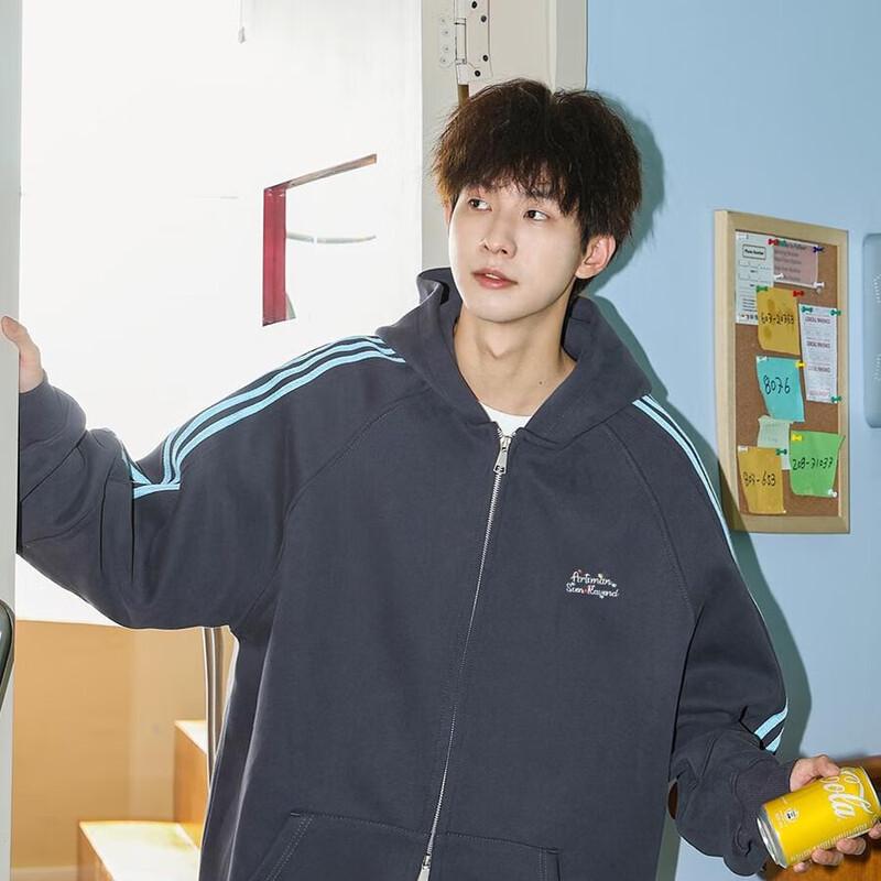 

Men s 420g Heavyweight Japanese Style Loose-Fit Hooded Cardigan Sweatshirt 2XL