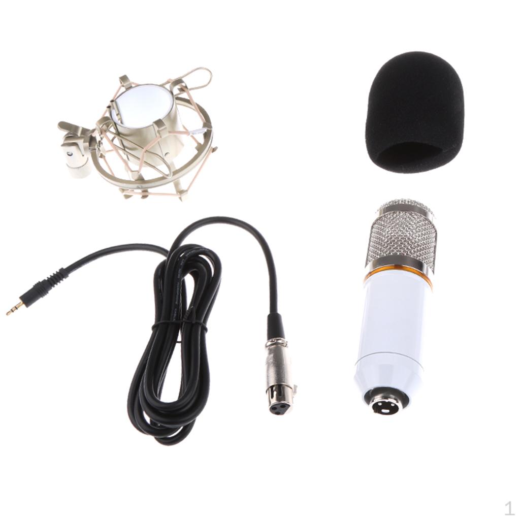 

Professional Condenser Microphone+Mic Shock Mount+Mic Foam Cap for Studio Recording білий