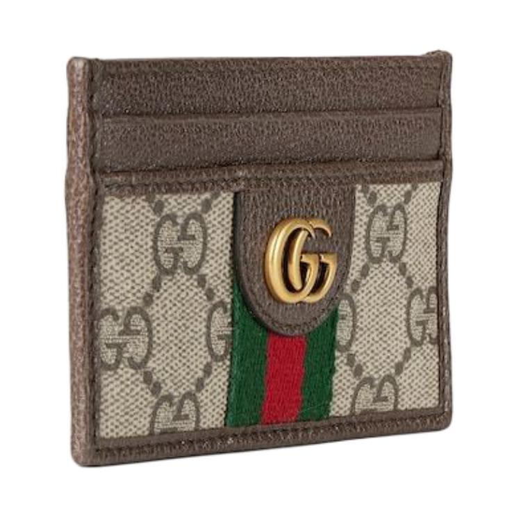 Gucci Ophidia Double G Logo Open Canvas And Leather Card Holder Small Men Card Holder Beige 834795-FAEOI-9746