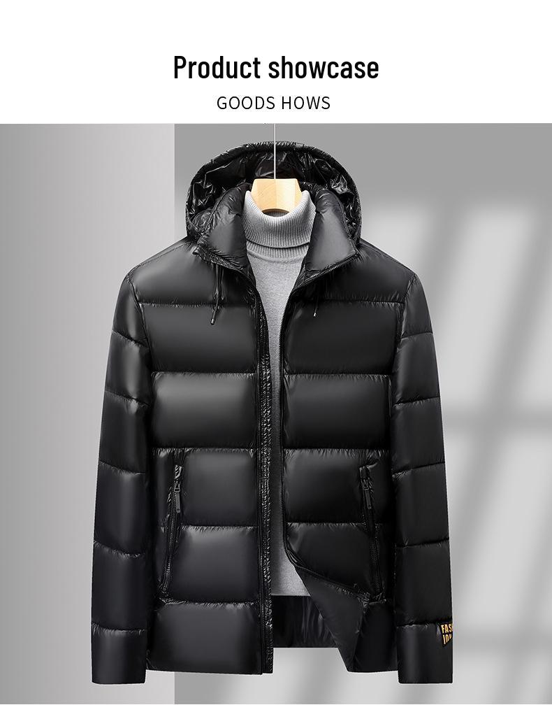 Men's Trendy Black Gold Thickened Graphene Cotton Puffer Jacket - Winter Business Casual Coat