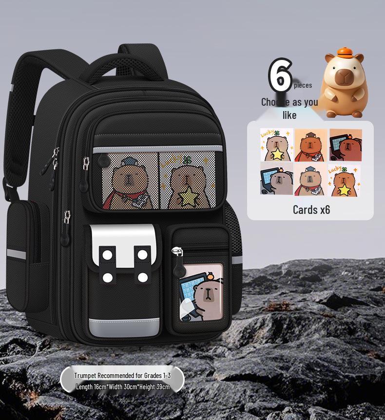 

Capybara Backpack for Boys & Girls, Grades 1-6: Durable, Dirt-Resistant, Cute, with Spine Protection & Load Reduction