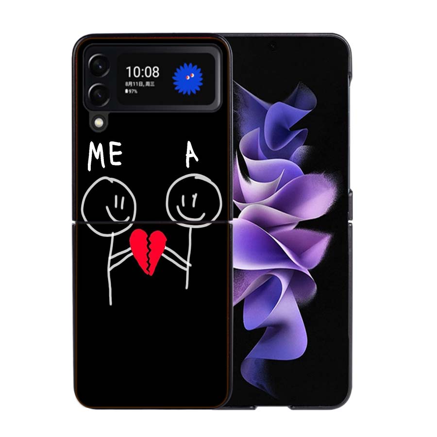 Funny Cute Cartoon Matchman Phone Case For Samsung Z Flip 7 6 5G Galaxy Z Flip4 Z Flip5 Z Flip3 Coque Black Hard PC Shell Protec