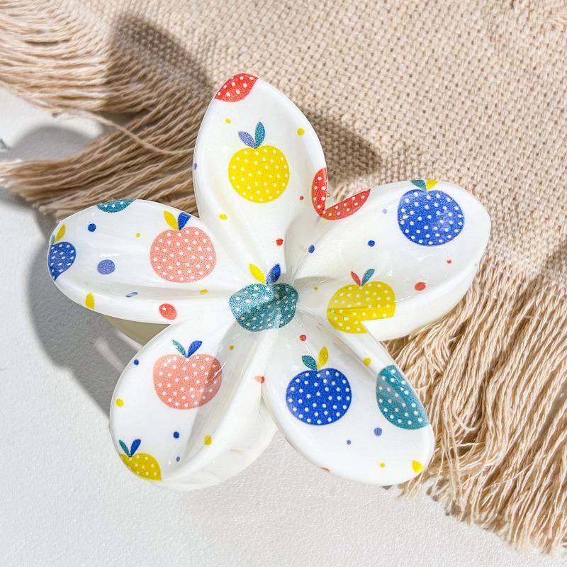 Uv-printed Frangipani HairpinFemale Seaside Vacation Back of The Head HairpinShark Clip