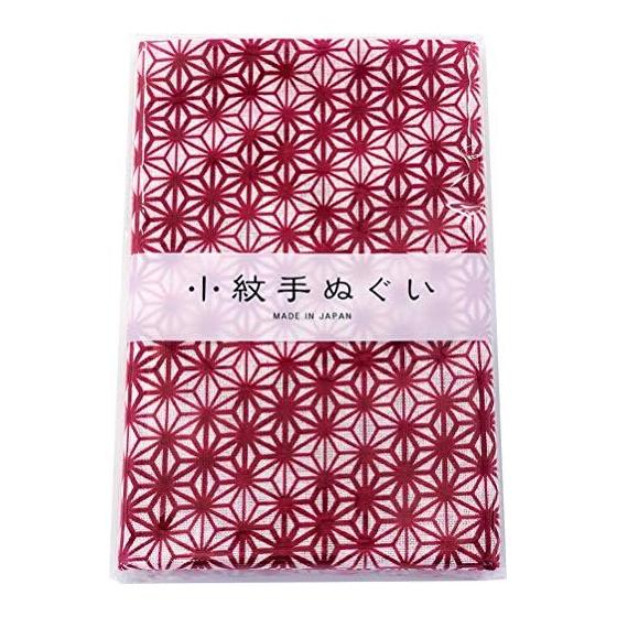 Miyamoto-Towel Japanese Tenugui Hand Towel, Asanoha (Crimson), 33x90cm, Cotton Fabric