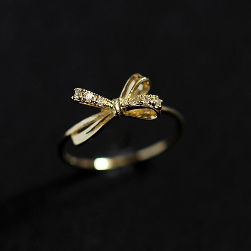 

Elegant Open Design Bow Zirconia Ring For Women With Chic Geometric Style And Fit Adjustable