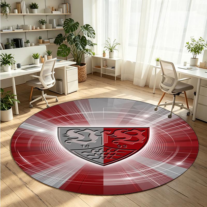 VfB Stuttgart Printed Round Crystal Velvet Rug Soft Non Slip Floor Carpet For Bedroom Holiday Gift