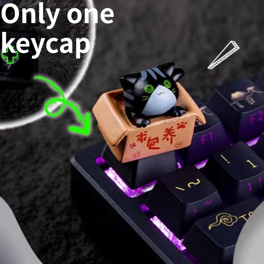 Cute Cat Resin Keycaps Personalized Cross Switch Compatible for Mechanical Keyboard DIY Replacement Accessories