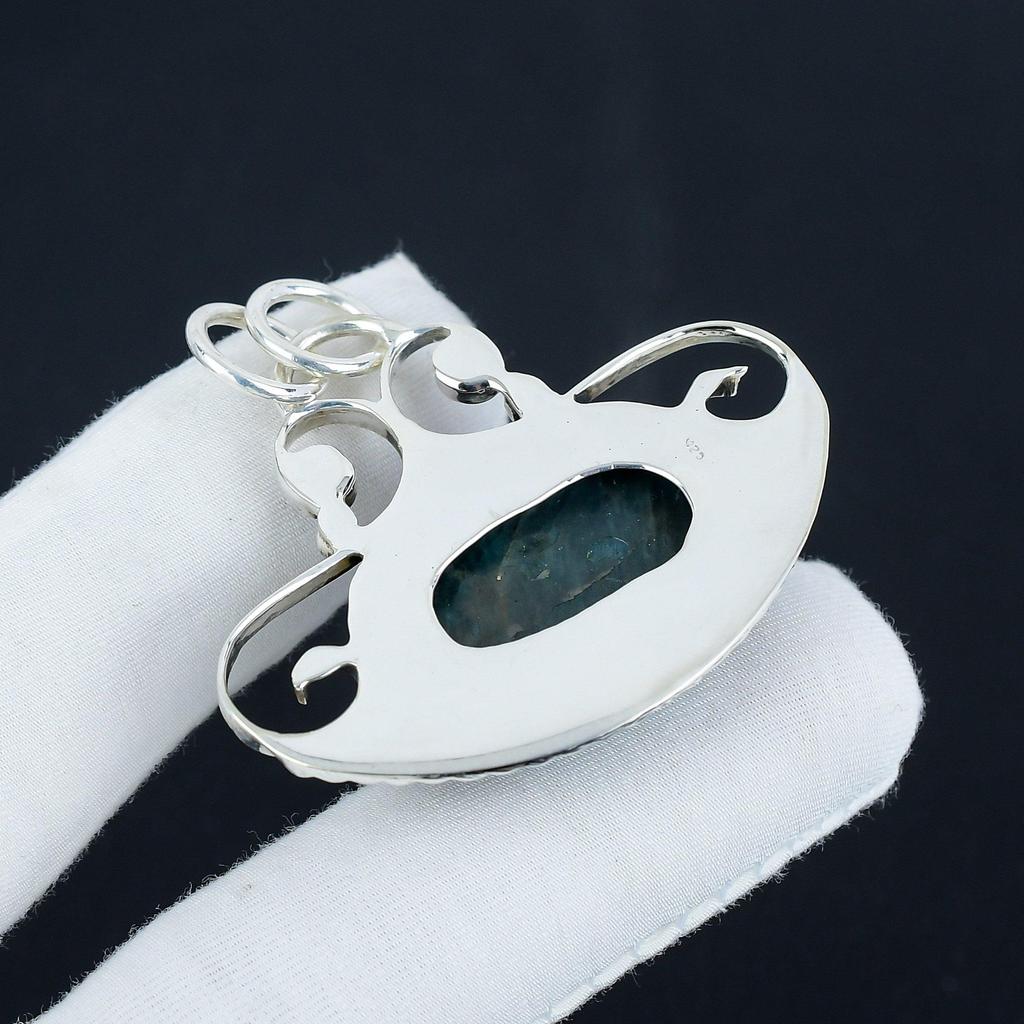 Natural Blue Apatite Gemstone Silver Pendant In 925 Sterling Silver - Handmade Design, Everyday Wear Jewelry Anniversary Gift
